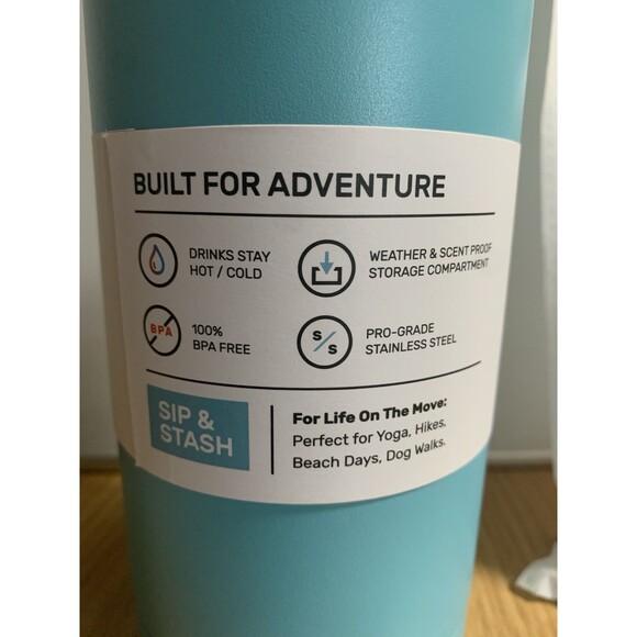 Bindle Sip & Stash Water Bottle 24oz Bottom Storage Vacuum Insulated Light Blue - Picture 6 of 8